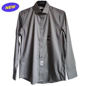 15.5 32/33 Gray Skinny Fit Dress Shirt Jos A Bank Mens New Nwt Stretch Solid Man